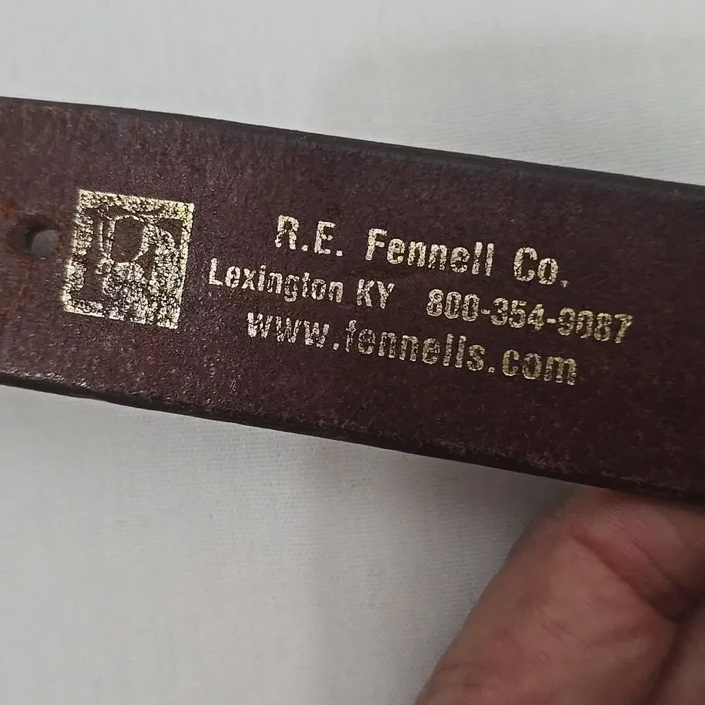 R.E. Fennell Vintage,‎ Brown Leather Belt with Gold Buckle